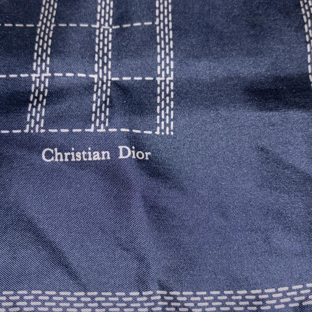 Christian Dior Navy Blue & White Scarf / Handkerchief LIKE NEW